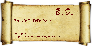 Bakó Dávid névjegykártya