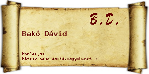 Bakó Dávid névjegykártya